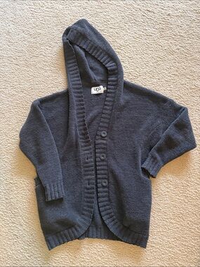UGG Kids Navy Hooded Button-Up Cardigan Sweater